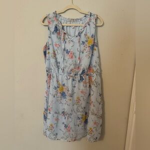 Sleeveless Floral Dress Light Blue